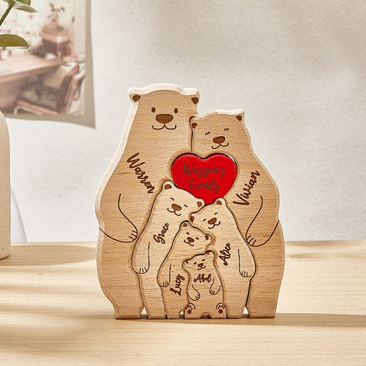 Personalized Wooden Bears Custom Family Member Names Puzzle Home Decor Gifts
