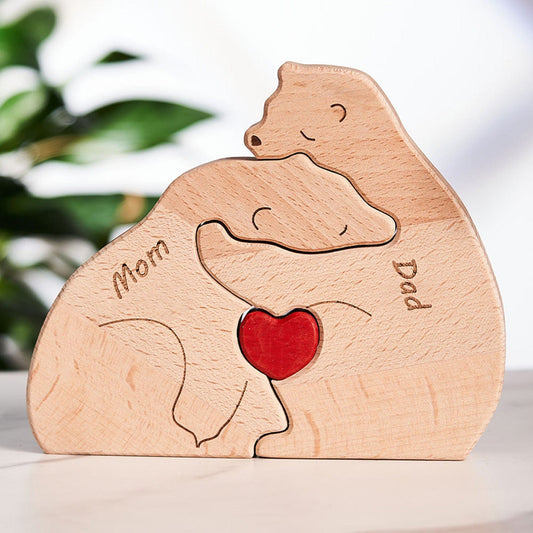 Custom Names Wooden Bears Family Block Puzzle Home Decor Gifts