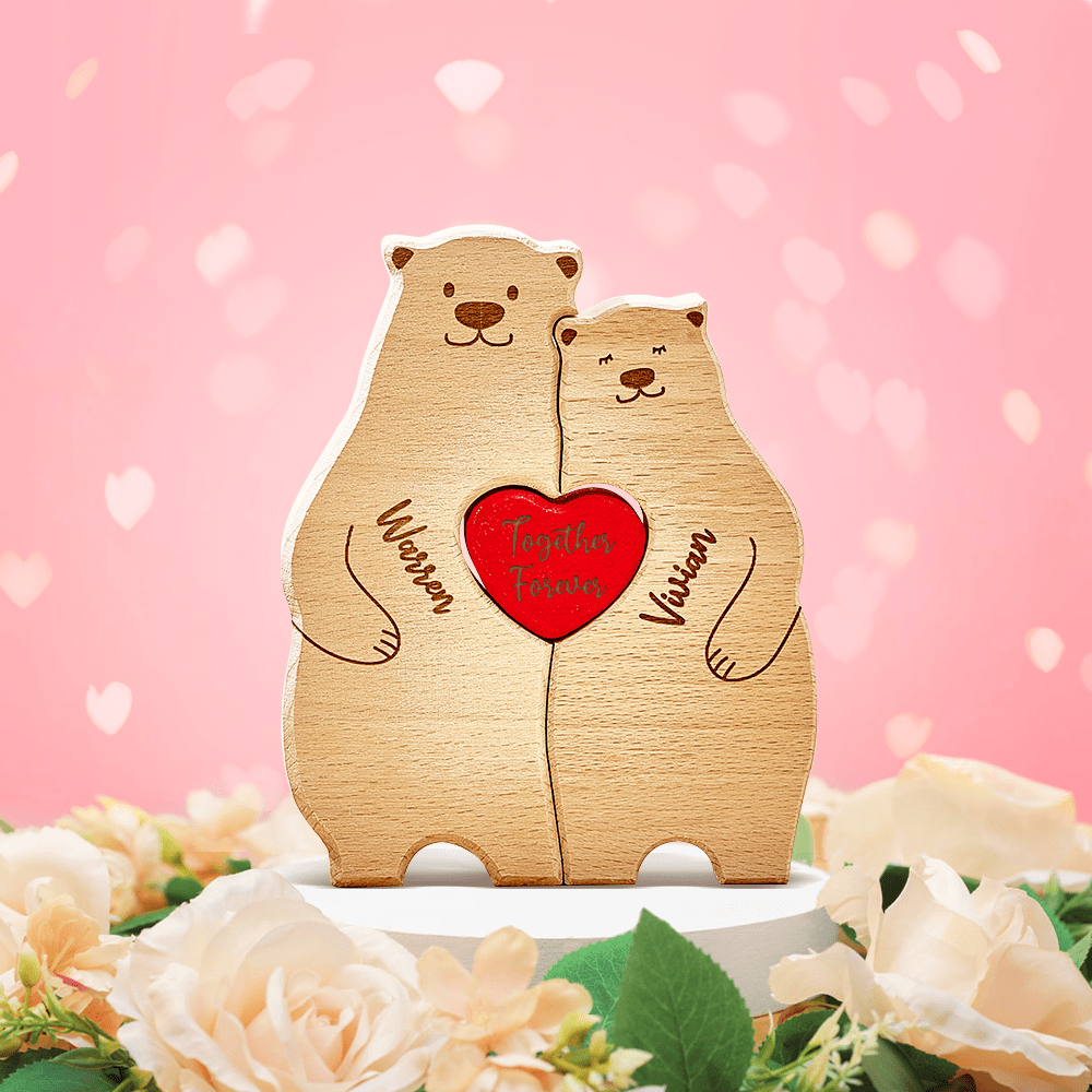 Personalized Wooden Bears Custom Family Member Names Puzzle Home Decor Gifts