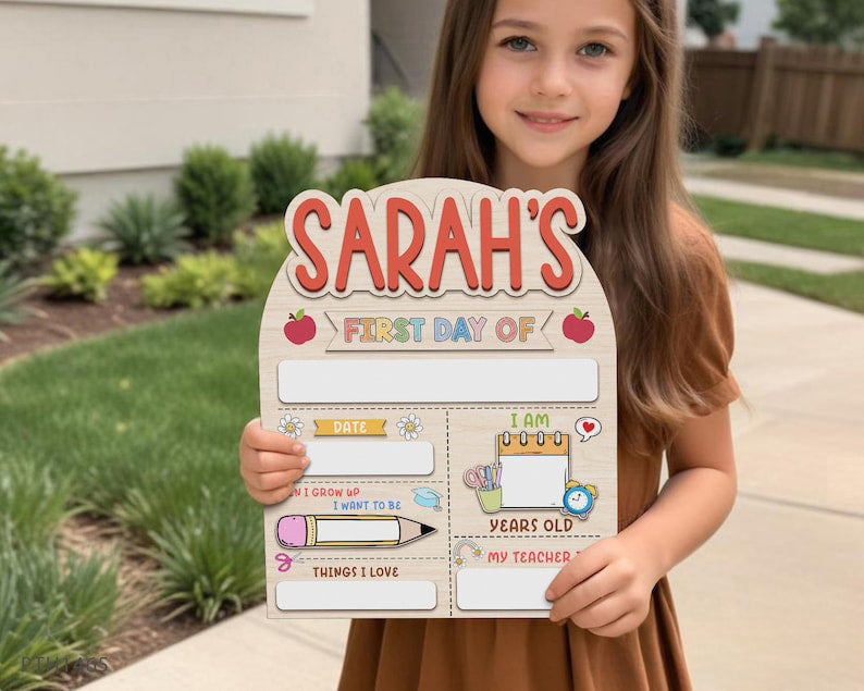 Personalized First Day Last Day School Sign Wooden Back To School Board For Kids