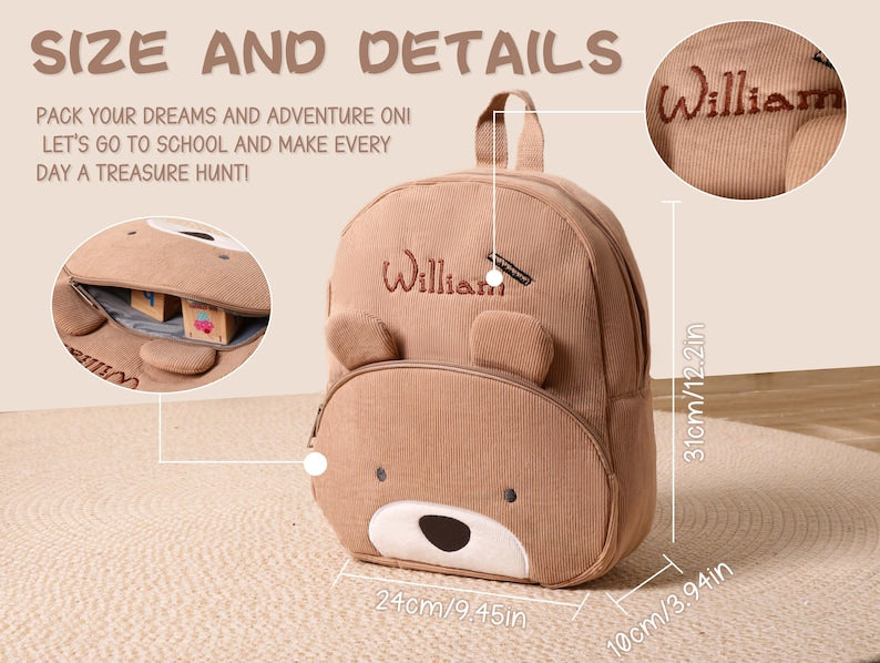 Embroidery Kids Backpack Personalized School Bag Back to School Gift for Toddlers