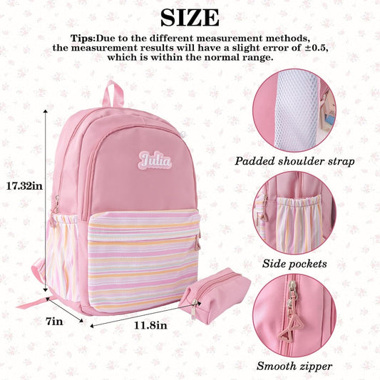 Personalized Kids Backpack Set Lunch Bag Pencil Case Gift for Girls Back to School