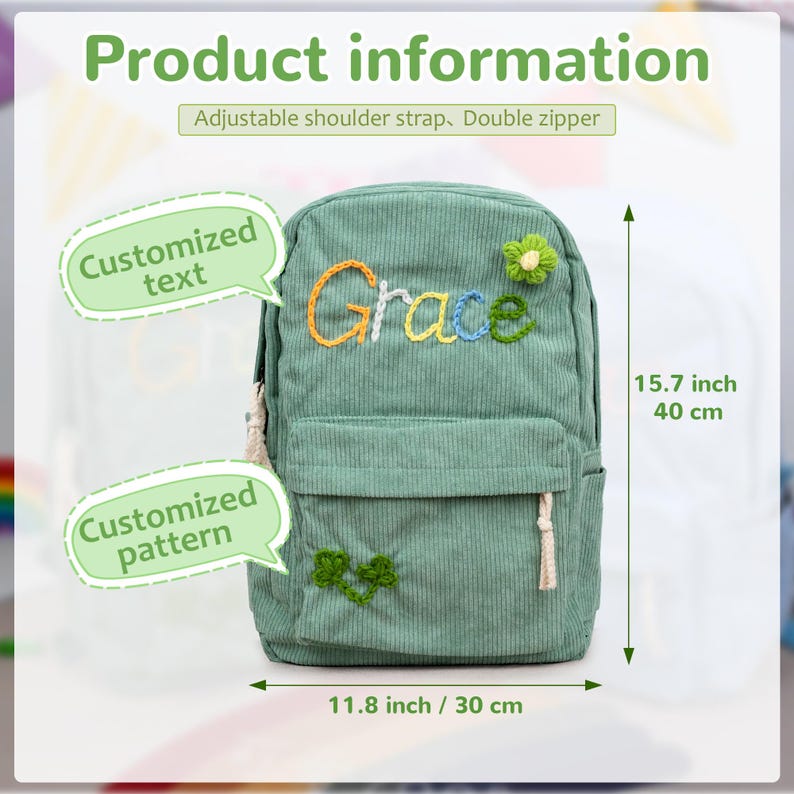 Custom Kids Name Backpack Lunch Bag Back to School Gift for Kindergarten Kids