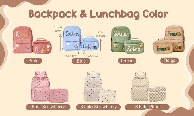 Personalized Kid Lunch Bag School Backpack Back to School Gift for Kids