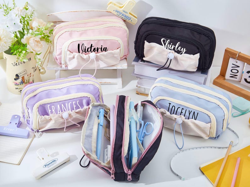 Custom Large Pencil Case Back to School Gift for Kids with Name and Storage