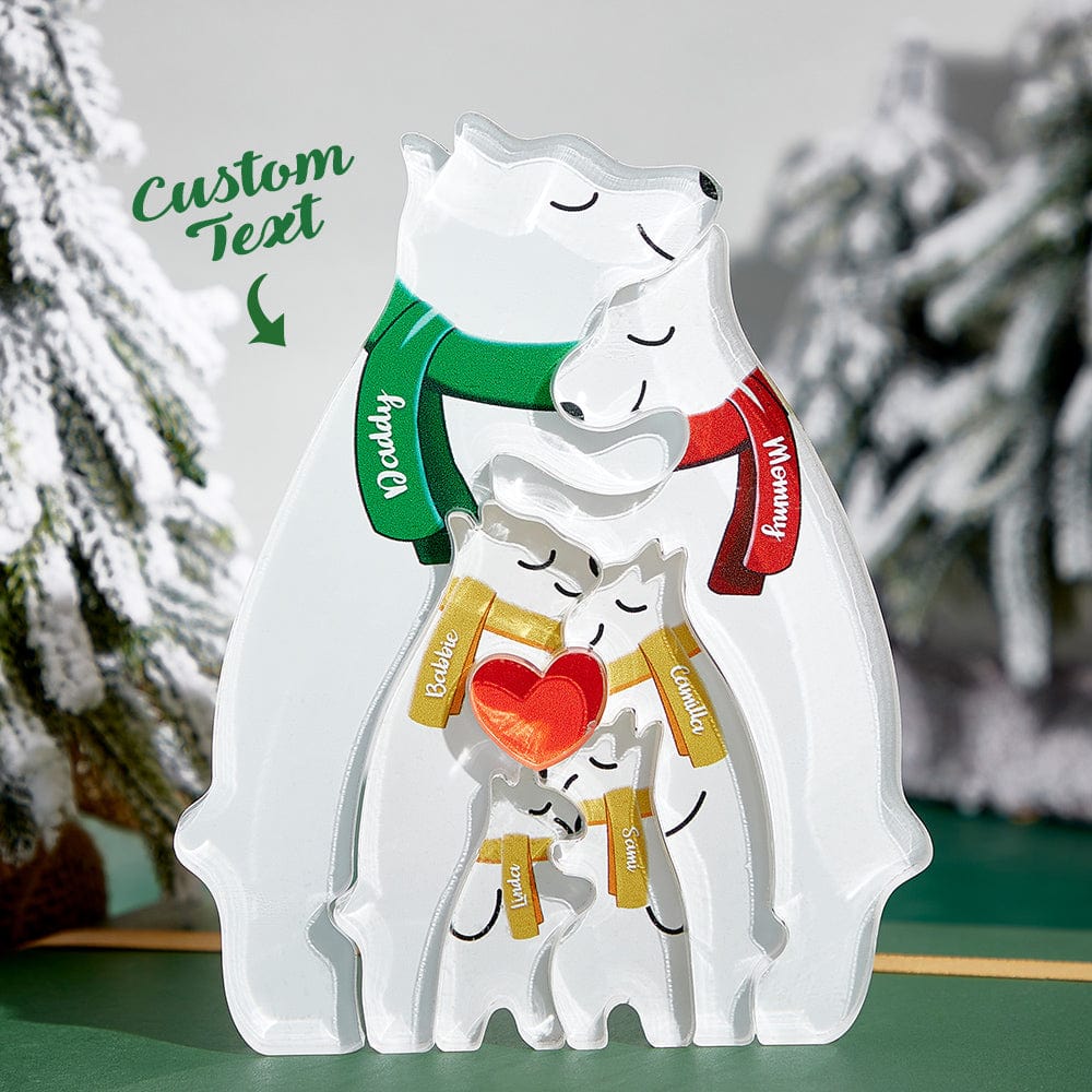 Wooden Bears Family Customized Names Puzzle Home Decor