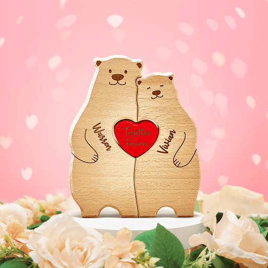 Personalized Wooden Bears Custom Family Member Names Puzzle Home Decor Gifts