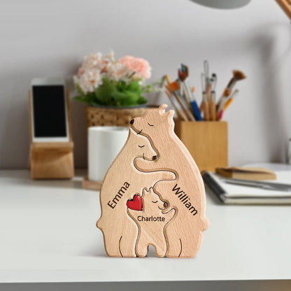 Wooden Bears Family Customized Names Puzzle Home Decor