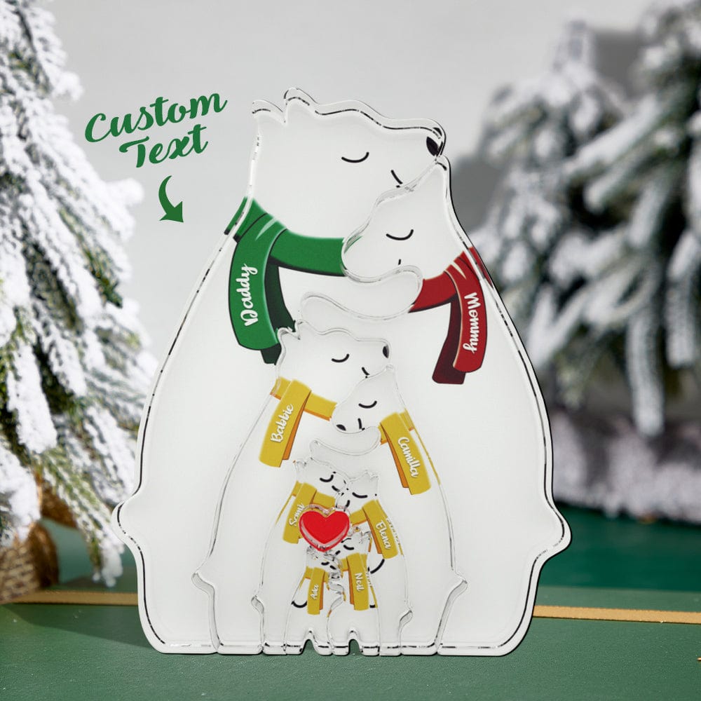 Wooden Bears Family Customized Names Puzzle Home Decor