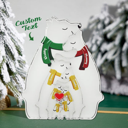 Wooden Bears Family Customized Names Puzzle Home Decor