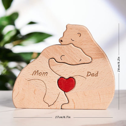 Custom Names Wooden Bears Family Block Puzzle Home Decor Gifts