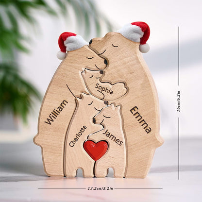 Wooden Bears Family Customized Names Puzzle Home Decor