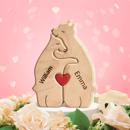 Wooden Bears Family Customized Names Puzzle Home Decor