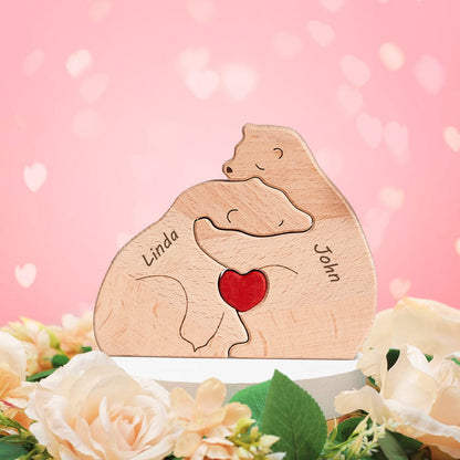 Custom Names Wooden Bears Family Block Puzzle Home Decor Gifts