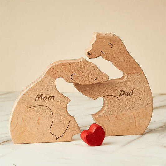 Custom Names Wooden Bears Family Block Puzzle Home Decor Gifts