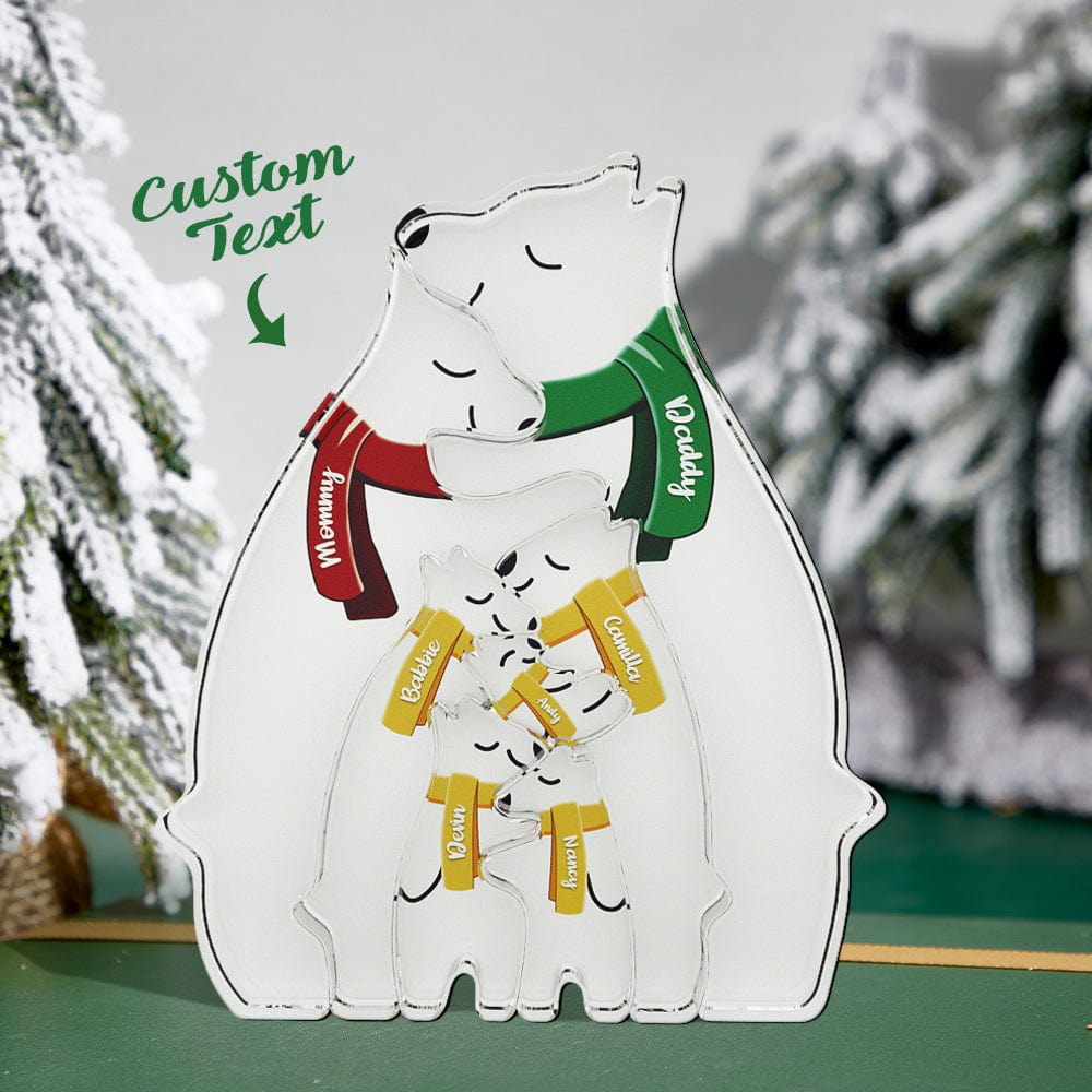 Wooden Bears Family Customized Names Puzzle Home Decor