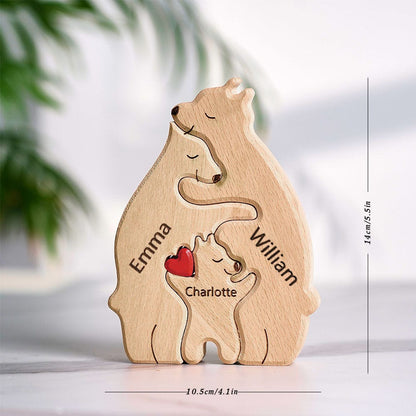 Wooden Bears Family Customized Names Puzzle Home Decor
