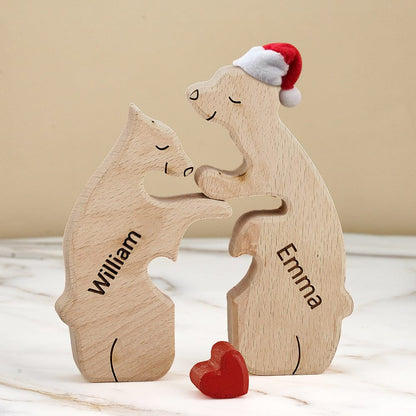 Wooden Bears Family Customized Names Puzzle Home Decor