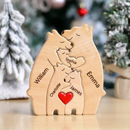 Wooden Bears Family Custom Names Puzzle Home Decor Gifts