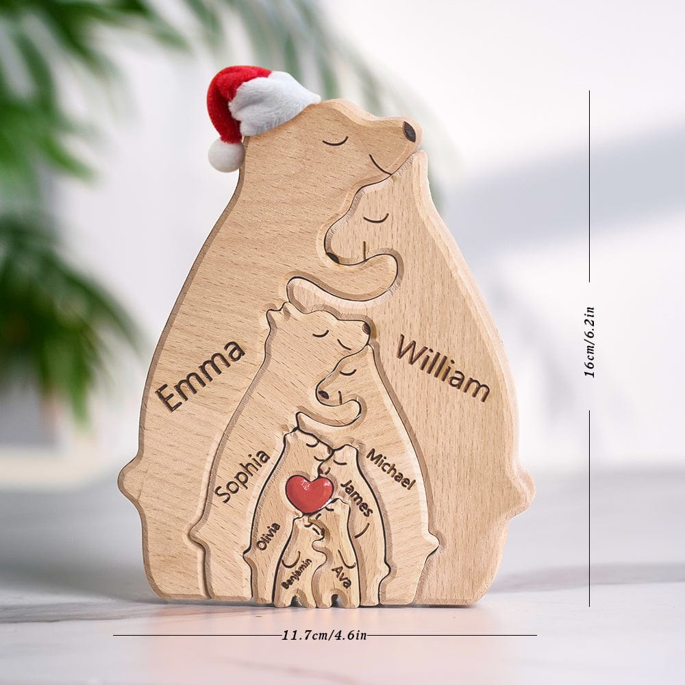 Wooden Bears Family Customized Names Puzzle Home Decor