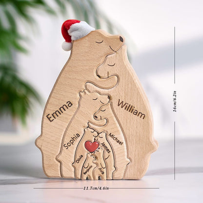Wooden Bears Family Customized Names Puzzle Home Decor
