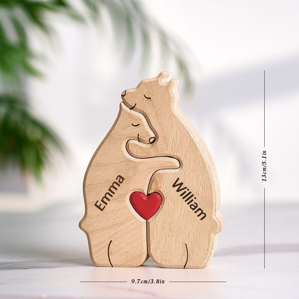 Wooden Bears Family Customized Names Puzzle Home Decor
