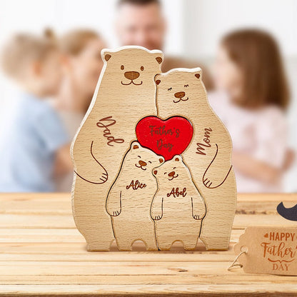 Personalized Wooden Bears Custom Family Member Names Puzzle Home Decor Gifts