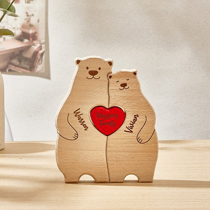 Personalized Wooden Bears Custom Family Member Names Puzzle Home Decor Gifts