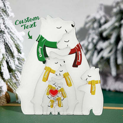 Wooden Bears Family Customized Names Puzzle Home Decor