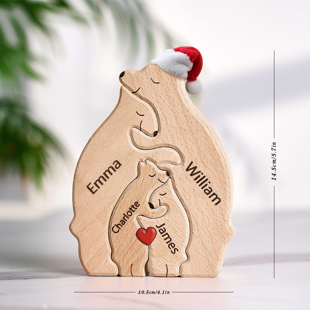 Wooden Bears Family Customized Names Puzzle Home Decor