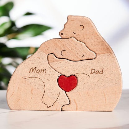 Custom Names Wooden Bears Family Block Puzzle Home Decor Gifts