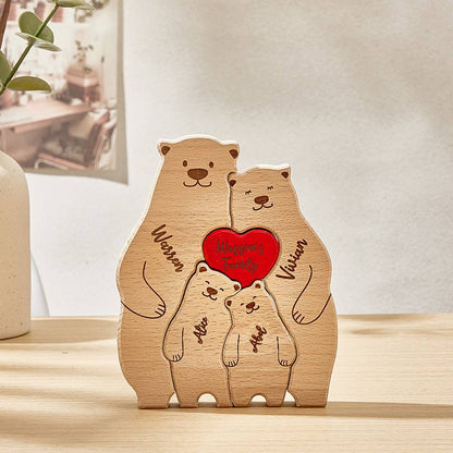 Personalized Wooden Bears Custom Family Member Names Puzzle Home Decor Gifts