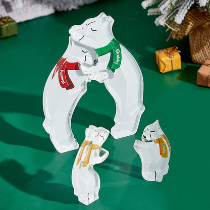 Wooden Bears Family Customized Names Puzzle Home Decor