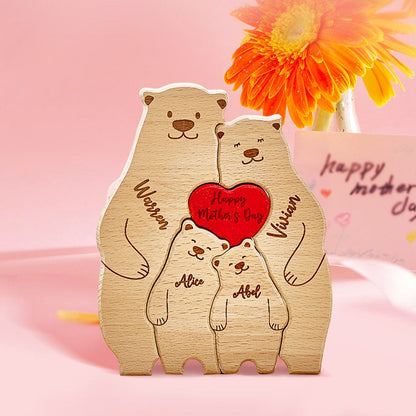 Personalized Wooden Bears Custom Family Member Names Puzzle Home Decor Gifts