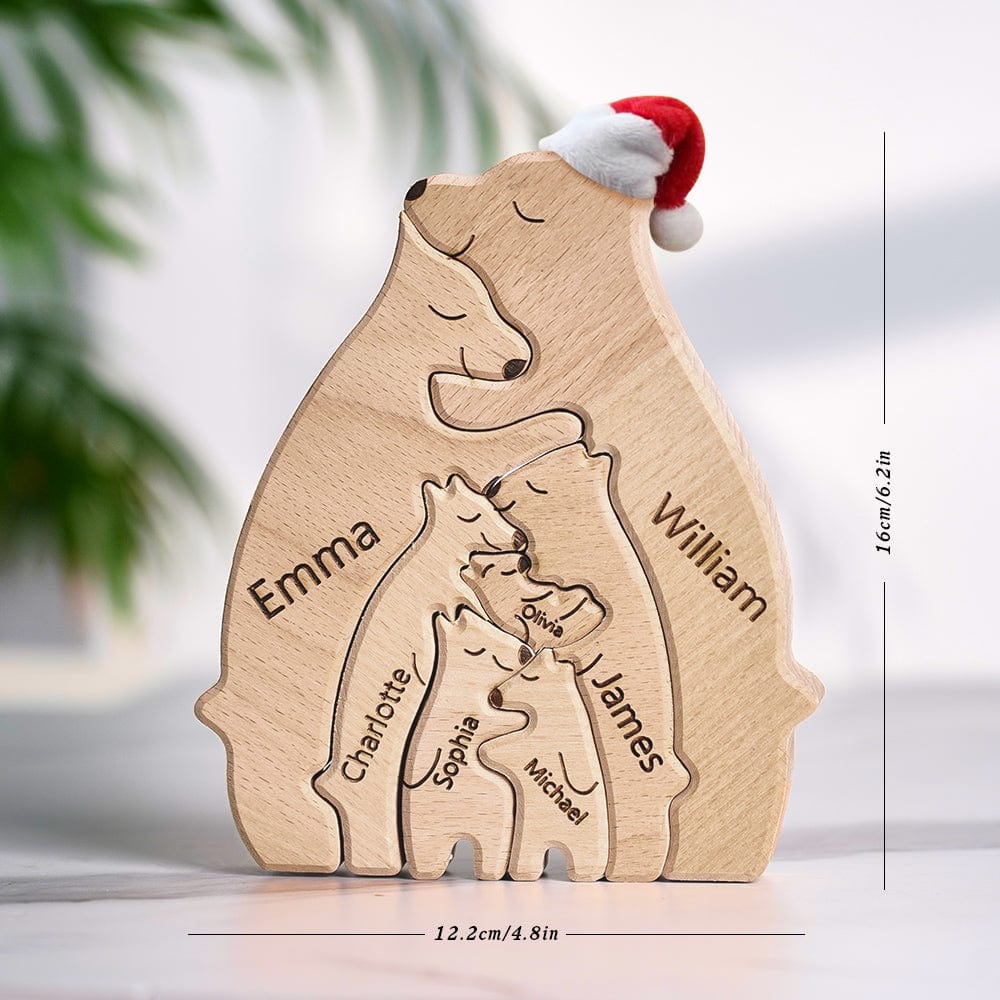 Wooden Bears Family Customized Names Puzzle Home Decor