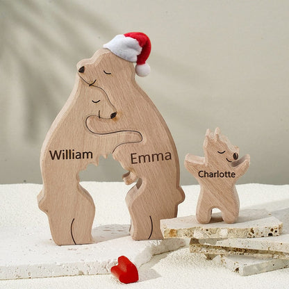Wooden Bears Family Customized Names Puzzle Home Decor