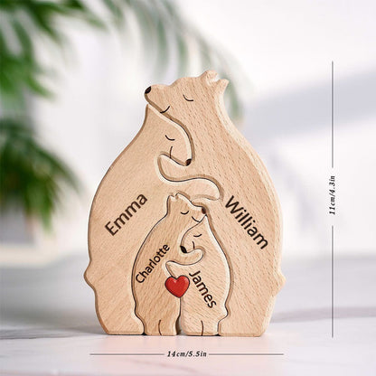 Wooden Bears Family Custom Names Puzzle Home Decor Gifts