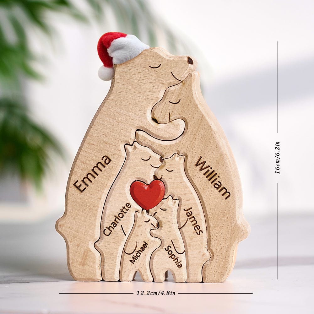 Wooden Bears Family Customized Names Puzzle Home Decor