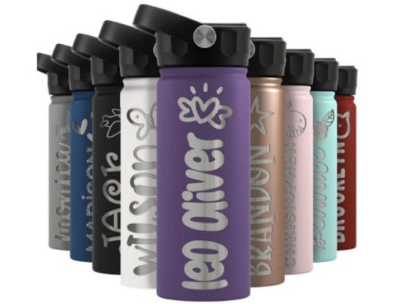 Custom Kids Water Bottle Back to School Gift with Engraved Name for Kids
