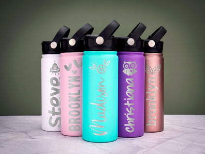 Custom Kids Water Bottle Back to School Gift with Engraved Name for Kids