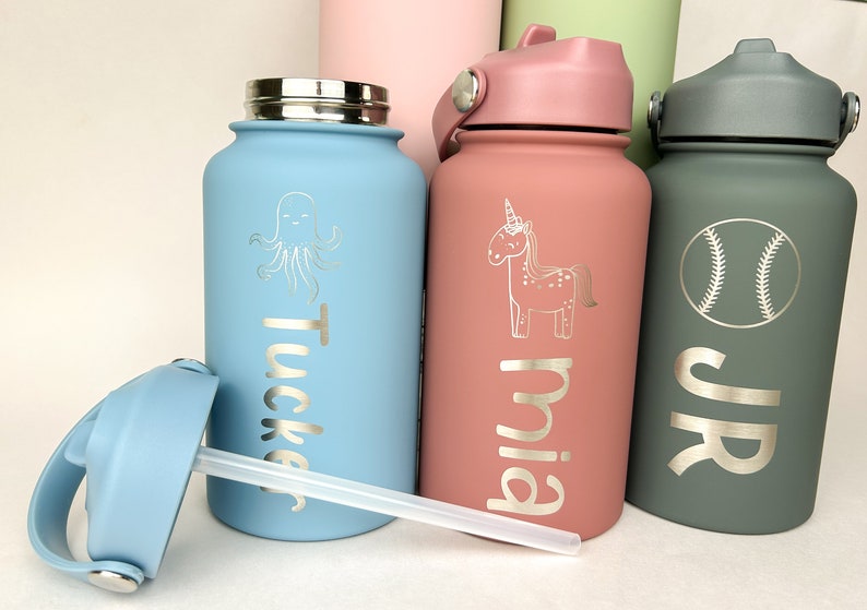 Kids Water Bottle with Name Personalized Tumbler Back to School Gift for Kids