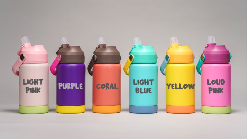 Personalized Kids Water Bottle with Straw Back to School Gift for School and Camp