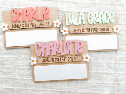 Back to School Photo Sign Custom First Day Last Day Memory Board