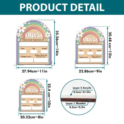 Personalized First and Last Day of School Sign Back to School Photo Daisy Chalkboard