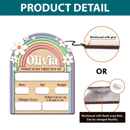 Personalized First and Last Day of School Sign Back to School Photo Daisy Chalkboard