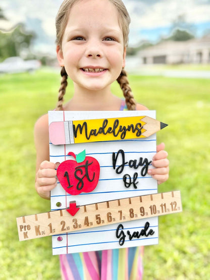 Personalized First Day School Sign Photo Prop Interchangeable Back to School Board