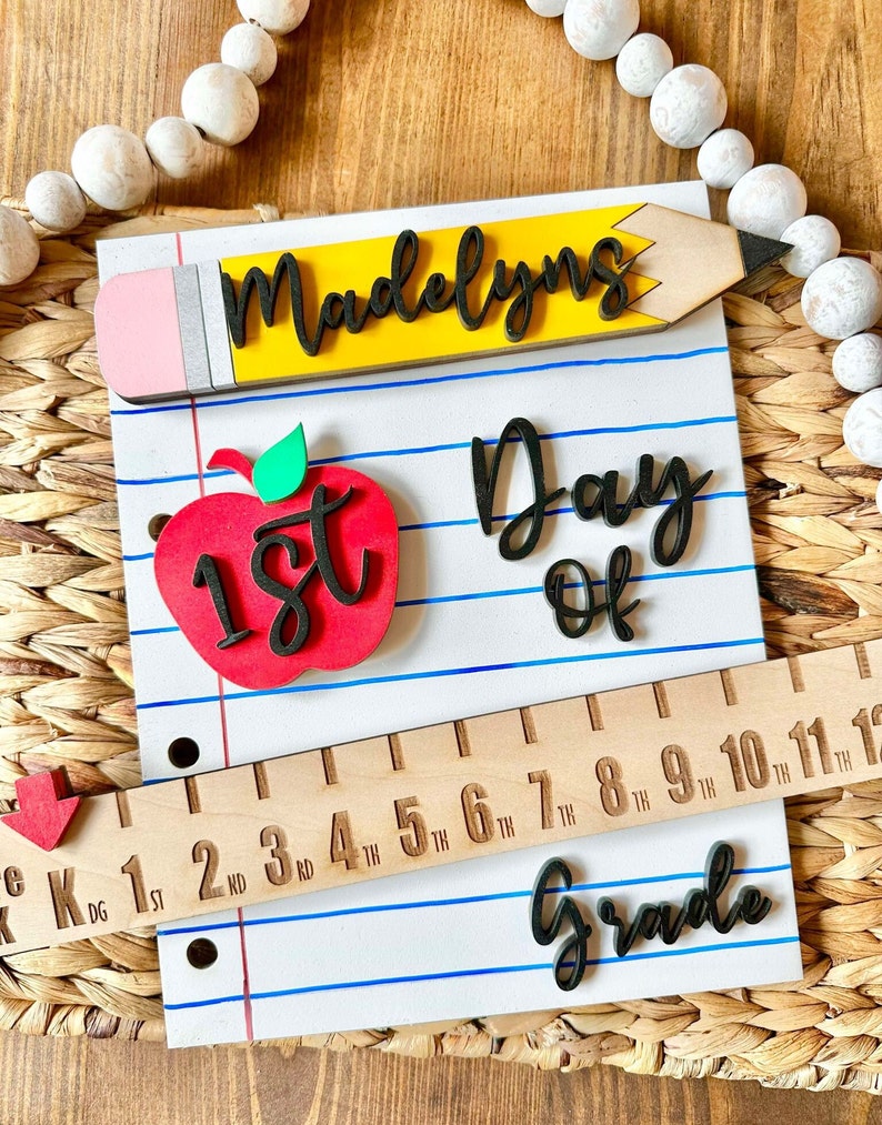 Personalized First Day School Sign Photo Prop Interchangeable Back to School Board