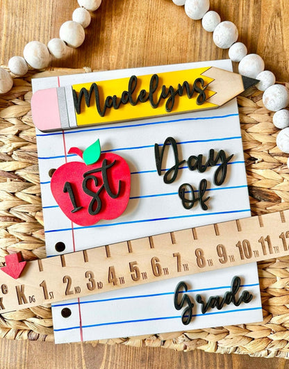 Personalized First Day School Sign Photo Prop Interchangeable Back to School Board