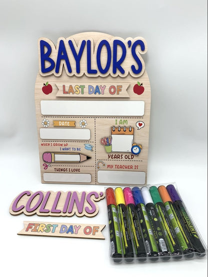 Personalized First Day Last Day School Sign Wooden Back To School Board For Kids