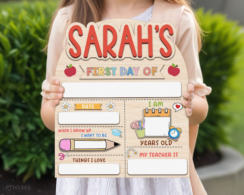 Personalized First Day Last Day School Sign Wooden Back To School Board For Kids